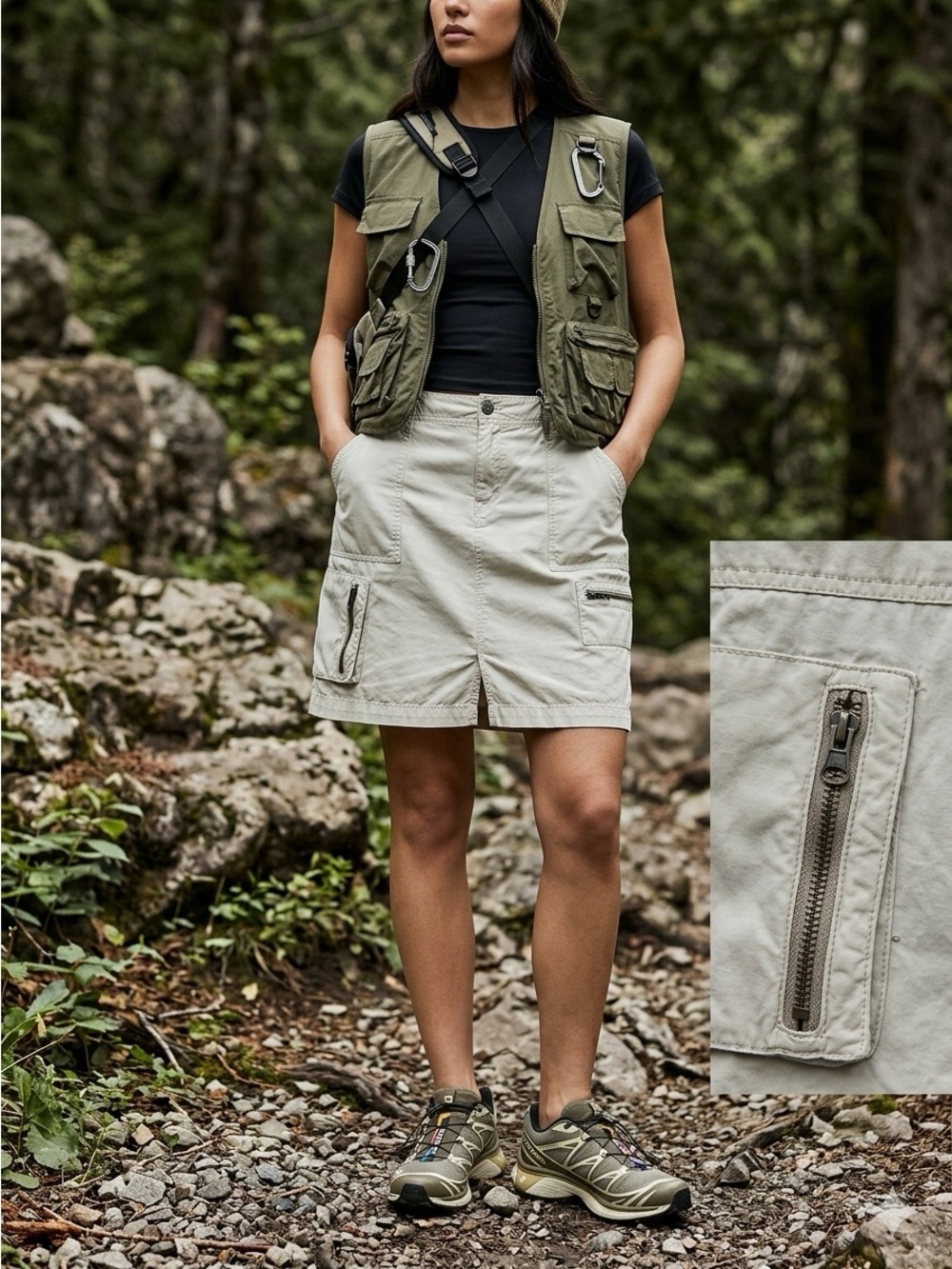 Eddie Bauer Cargo Skirt Size 12 
Y2K Outdoor Casual Pockets Zippers Gorpcore